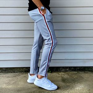 Men’s Striped Casual Pants with Adjustable Waist